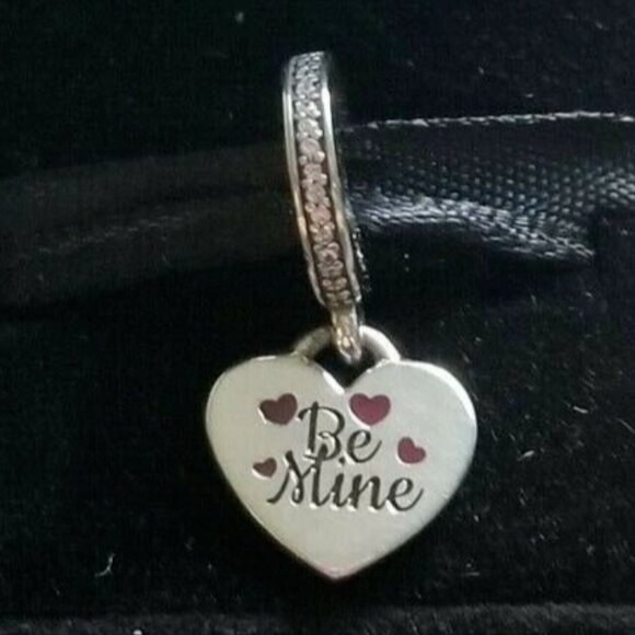 Authentic PANDORA Sterling Silver Be Mine Dangle Charm ENG792017CZ_4 USA EXCL - Picture 1 of 6
